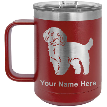 15oz Vacuum Insulated Coffee Mug, Maltese Dog, Personalized Engraving Included