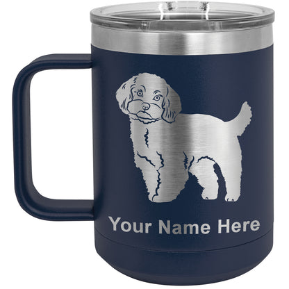 15oz Vacuum Insulated Coffee Mug, Maltese Dog, Personalized Engraving Included