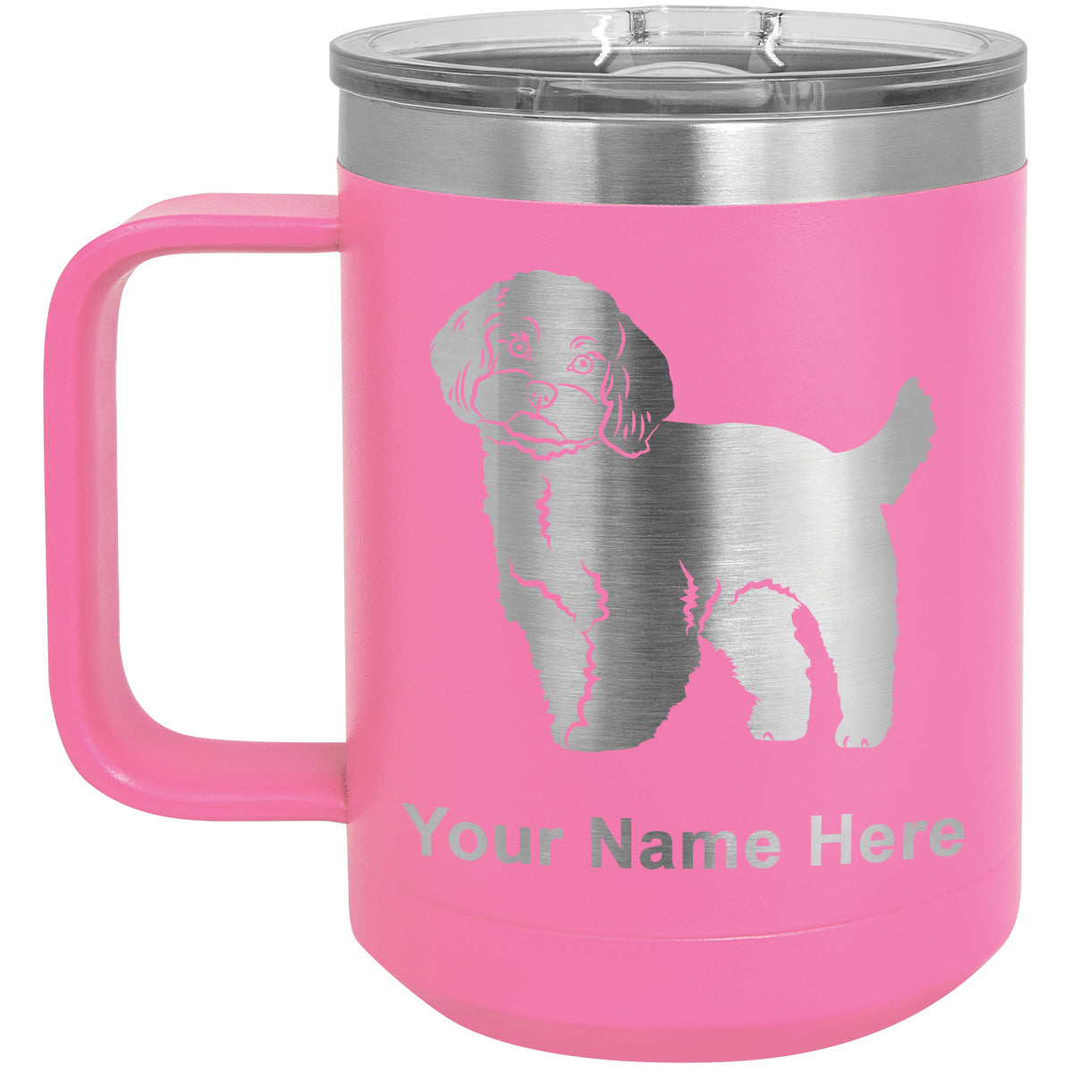 15oz Vacuum Insulated Coffee Mug, Maltese Dog, Personalized Engraving Included