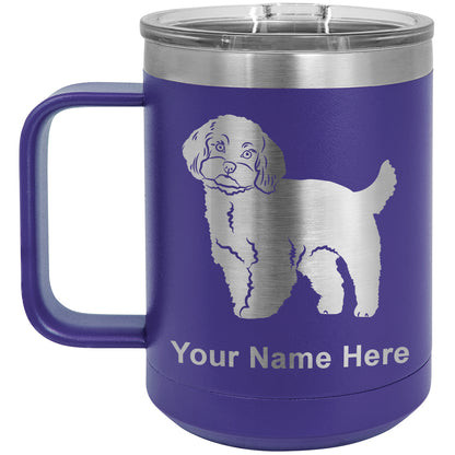 15oz Vacuum Insulated Coffee Mug, Maltese Dog, Personalized Engraving Included