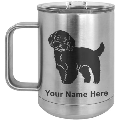 15oz Vacuum Insulated Coffee Mug, Maltese Dog, Personalized Engraving Included