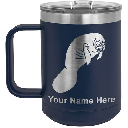 15oz Vacuum Insulated Coffee Mug, Manatee, Personalized Engraving Included