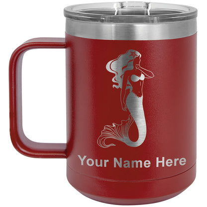 15oz Vacuum Insulated Coffee Mug, Mermaid, Personalized Engraving Included