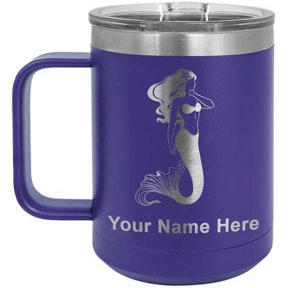15oz Vacuum Insulated Coffee Mug, Mermaid, Personalized Engraving Included