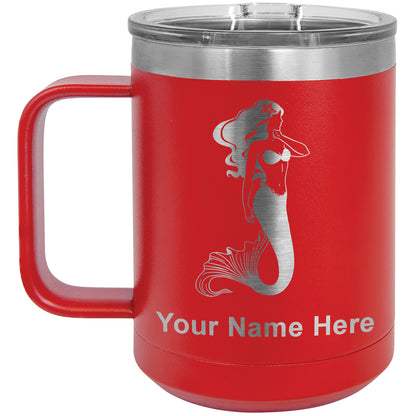 15oz Vacuum Insulated Coffee Mug, Mermaid, Personalized Engraving Included