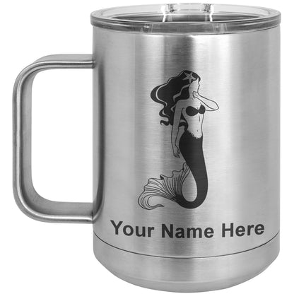 15oz Vacuum Insulated Coffee Mug, Mermaid, Personalized Engraving Included