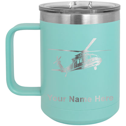 15oz Vacuum Insulated Coffee Mug, Military Helicopter 1, Personalized Engraving Included