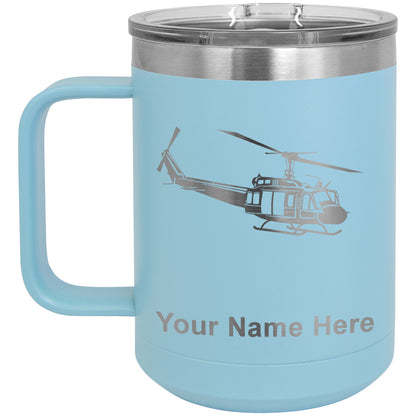 15oz Vacuum Insulated Coffee Mug, Military Helicopter 2, Personalized Engraving Included
