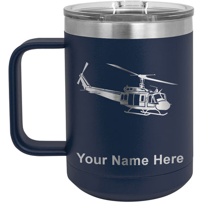 15oz Vacuum Insulated Coffee Mug, Military Helicopter 2, Personalized Engraving Included