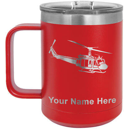 15oz Vacuum Insulated Coffee Mug, Military Helicopter 2, Personalized Engraving Included