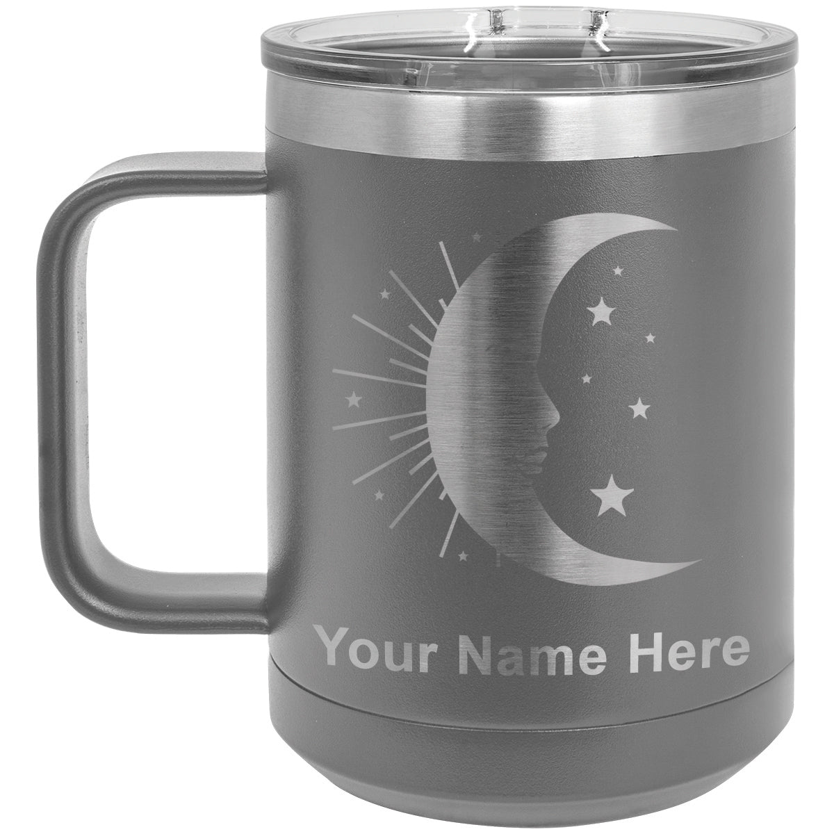 15oz Vacuum Insulated Coffee Mug, Moon, Personalized Engraving Included