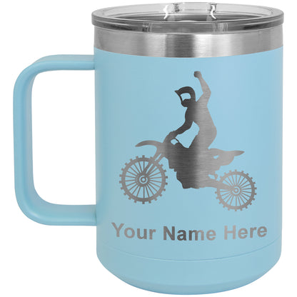 15oz Vacuum Insulated Coffee Mug, Motocross, Personalized Engraving Included