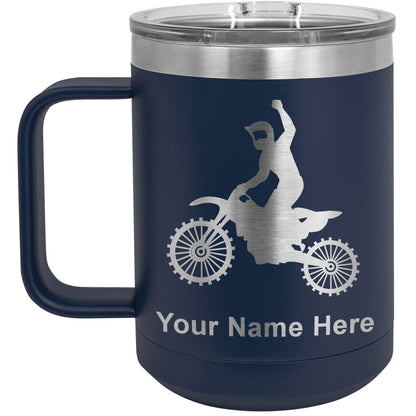 15oz Vacuum Insulated Coffee Mug, Motocross, Personalized Engraving Included