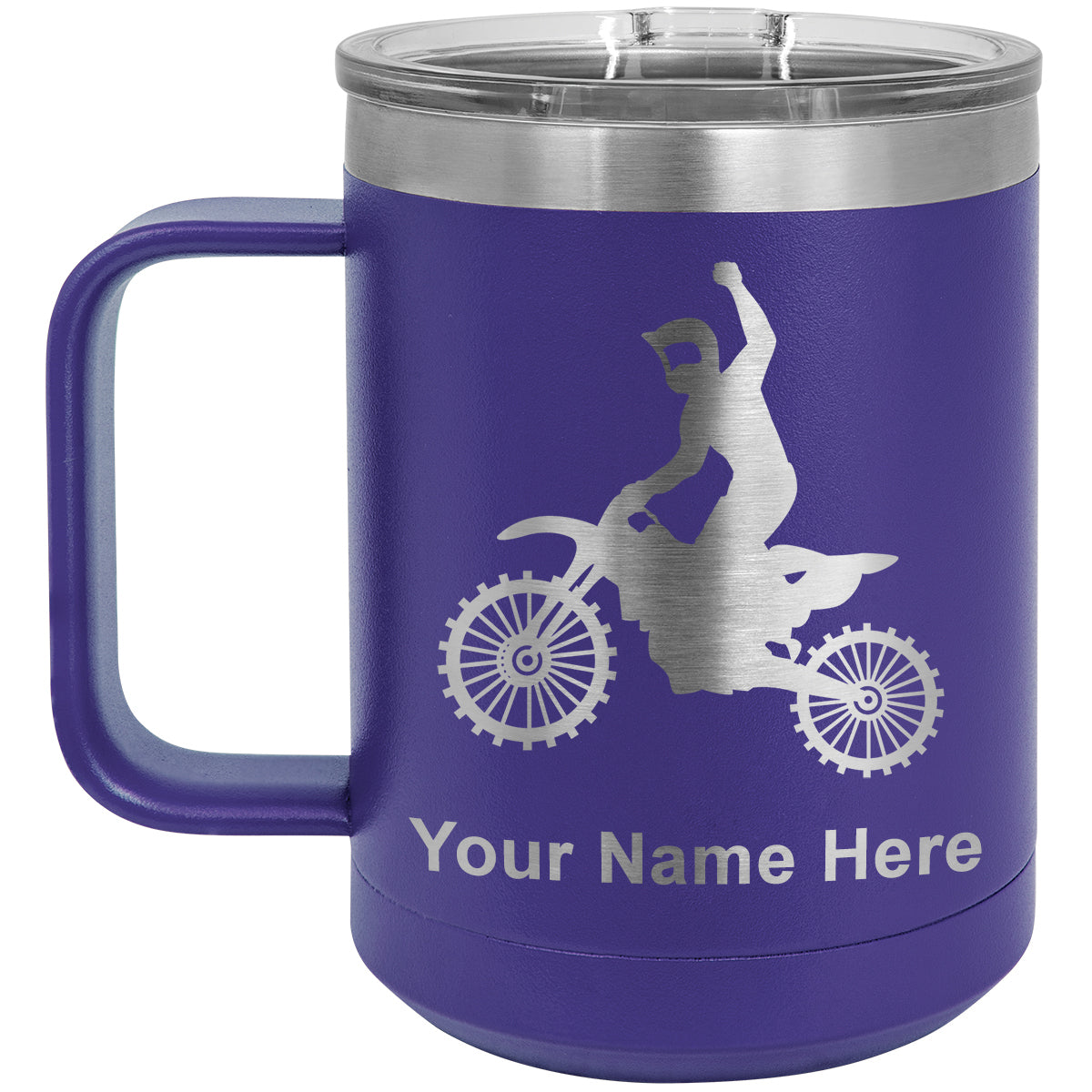 15oz Vacuum Insulated Coffee Mug, Motocross, Personalized Engraving Included