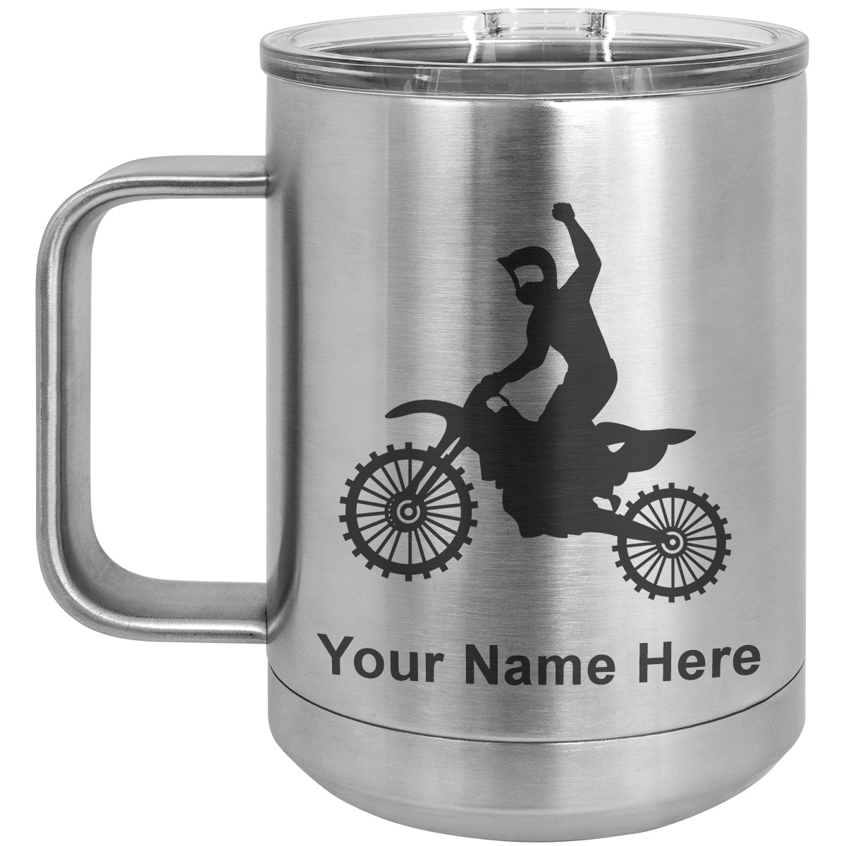 15oz Vacuum Insulated Coffee Mug, Motocross, Personalized Engraving Included