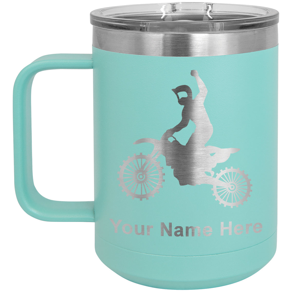 15oz Vacuum Insulated Coffee Mug, Motocross, Personalized Engraving Included