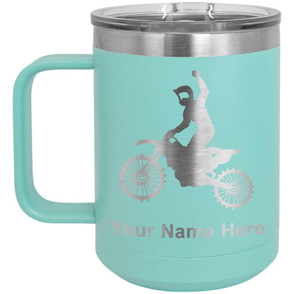 15oz Vacuum Insulated Coffee Mug, Motocross, Personalized Engraving Included