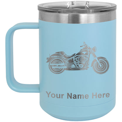 15oz Vacuum Insulated Coffee Mug, Motorcycle, Personalized Engraving Included