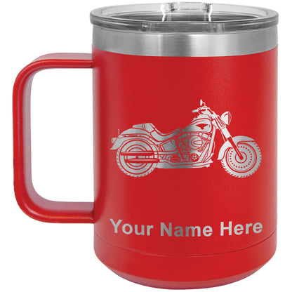 15oz Vacuum Insulated Coffee Mug, Motorcycle, Personalized Engraving Included