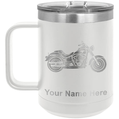 15oz Vacuum Insulated Coffee Mug, Motorcycle, Personalized Engraving Included