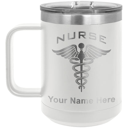 15oz Vacuum Insulated Coffee Mug, Nurse, Personalized Engraving Included