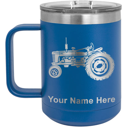 15oz Vacuum Insulated Coffee Mug, Old Farm Tractor, Personalized Engraving Included