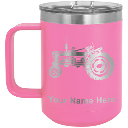 15oz Vacuum Insulated Coffee Mug, Old Farm Tractor, Personalized Engraving Included
