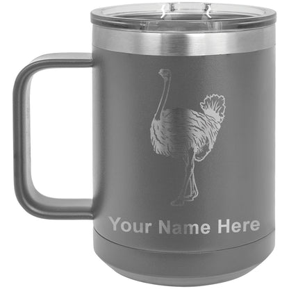 15oz Vacuum Insulated Coffee Mug, Ostrich, Personalized Engraving Included