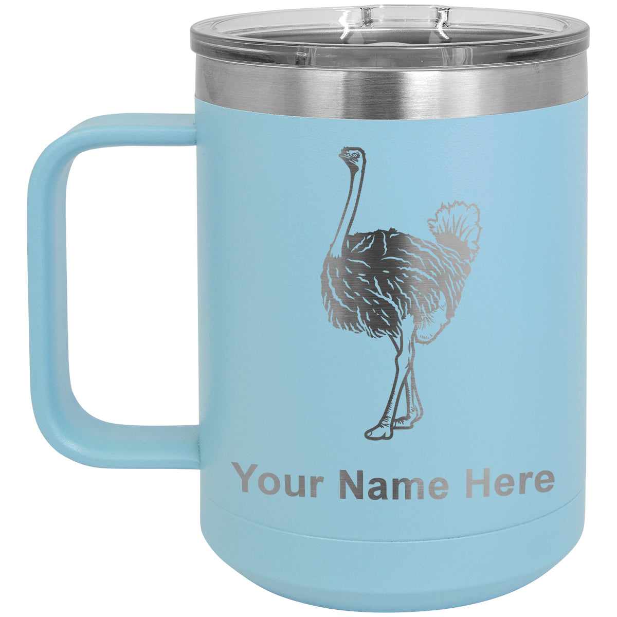15oz Vacuum Insulated Coffee Mug, Ostrich, Personalized Engraving Included
