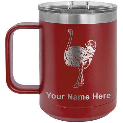 15oz Vacuum Insulated Coffee Mug, Ostrich, Personalized Engraving Included