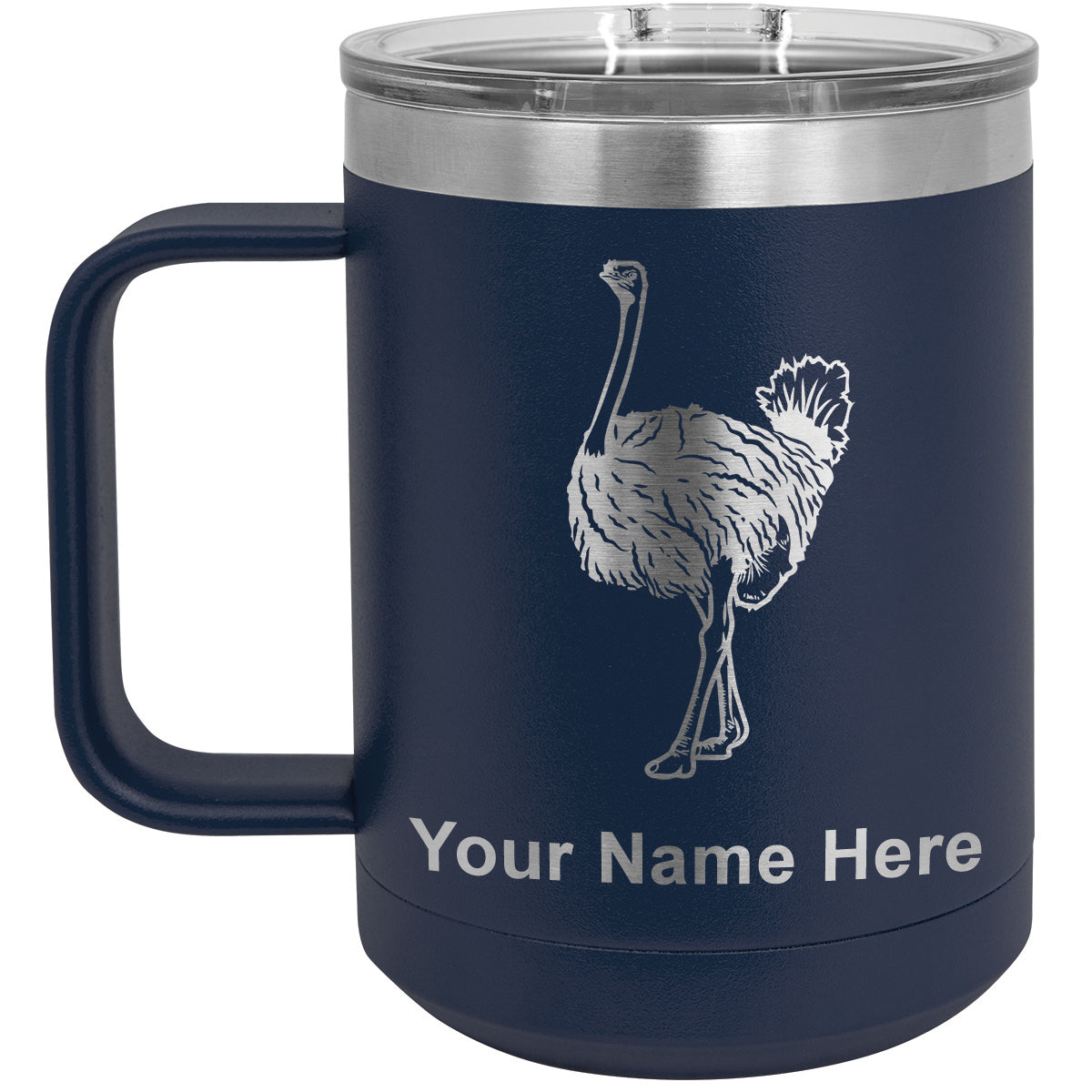 15oz Vacuum Insulated Coffee Mug, Ostrich, Personalized Engraving Included