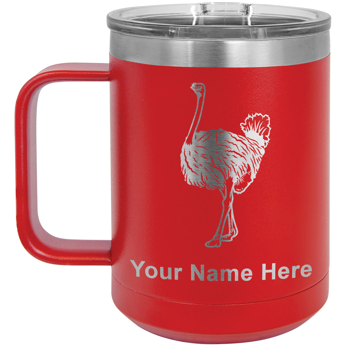 15oz Vacuum Insulated Coffee Mug, Ostrich, Personalized Engraving Included