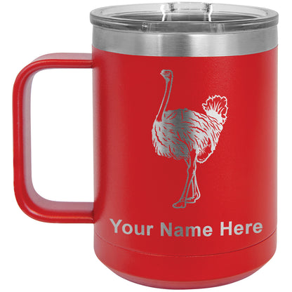 15oz Vacuum Insulated Coffee Mug, Ostrich, Personalized Engraving Included