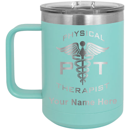 15oz Vacuum Insulated Coffee Mug, PT Physical Therapist, Personalized Engraving Included