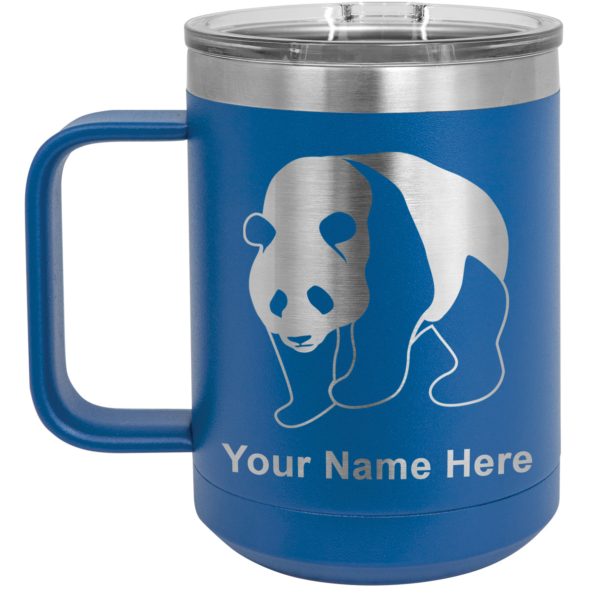 15oz Vacuum Insulated Coffee Mug, Panda Bear, Personalized Engraving Included