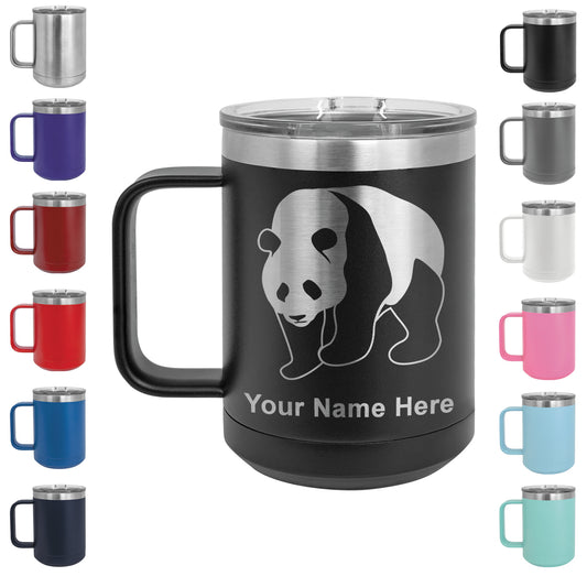 15oz Vacuum Insulated Coffee Mug, Panda Bear, Personalized Engraving Included