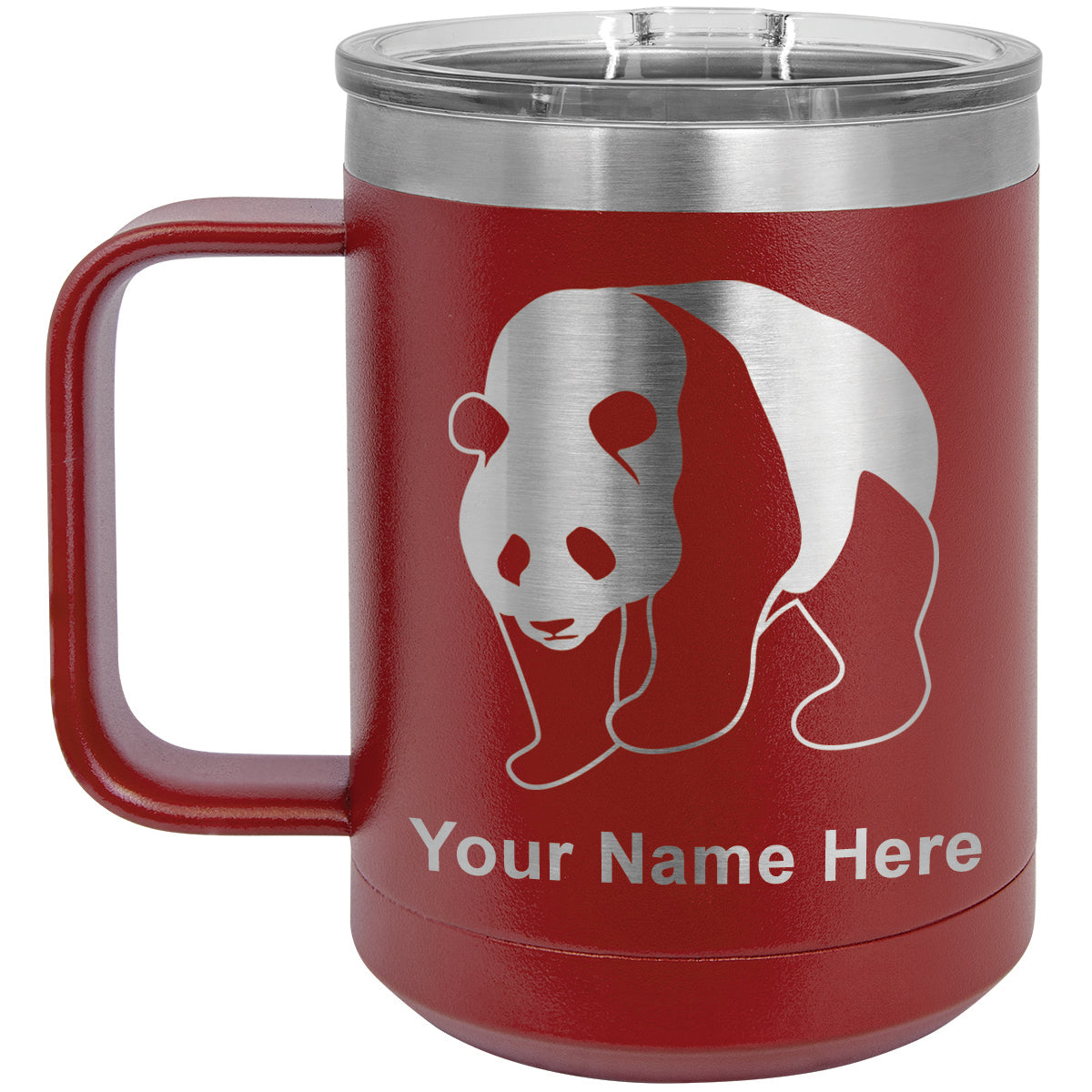 15oz Vacuum Insulated Coffee Mug, Panda Bear, Personalized Engraving Included