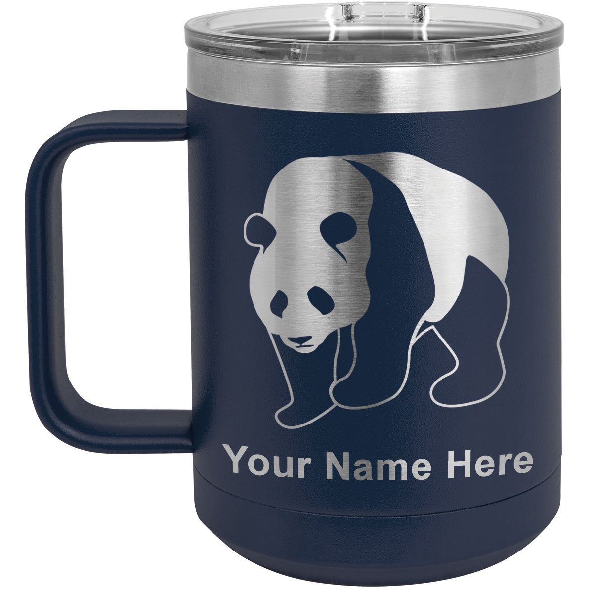 15oz Vacuum Insulated Coffee Mug, Panda Bear, Personalized Engraving Included