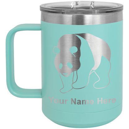 15oz Vacuum Insulated Coffee Mug, Panda Bear, Personalized Engraving Included