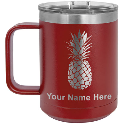 15oz Vacuum Insulated Coffee Mug, Pineapple, Personalized Engraving Included