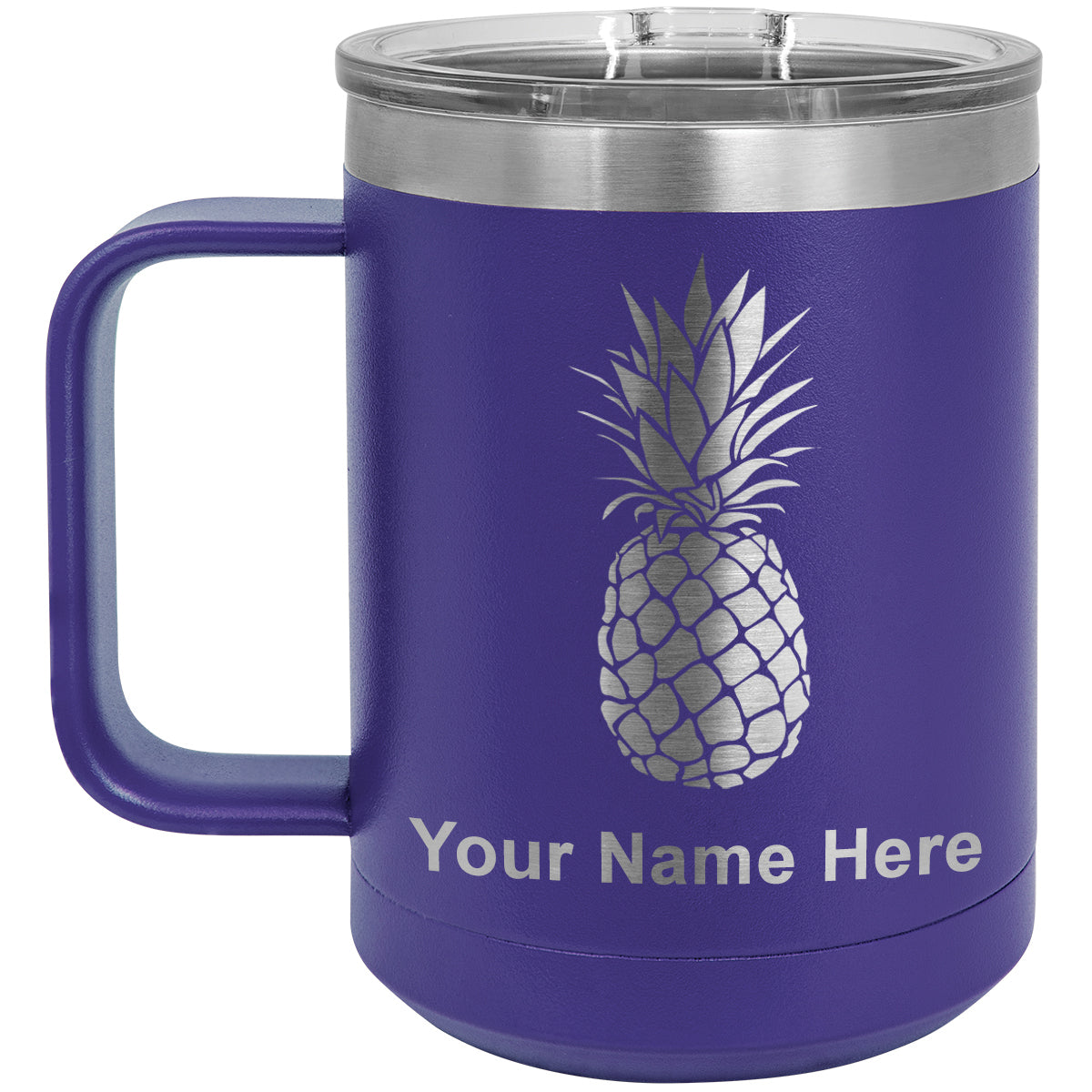 15oz Vacuum Insulated Coffee Mug, Pineapple, Personalized Engraving Included
