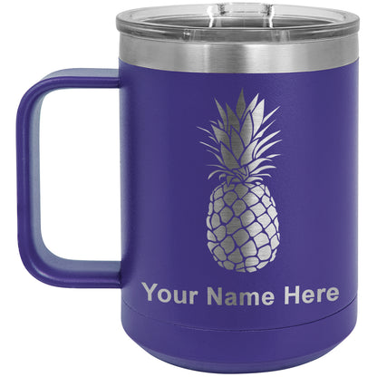 15oz Vacuum Insulated Coffee Mug, Pineapple, Personalized Engraving Included