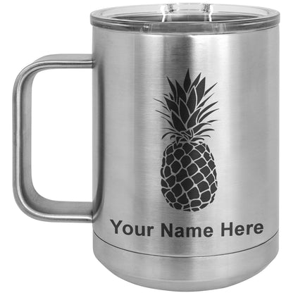 15oz Vacuum Insulated Coffee Mug, Pineapple, Personalized Engraving Included