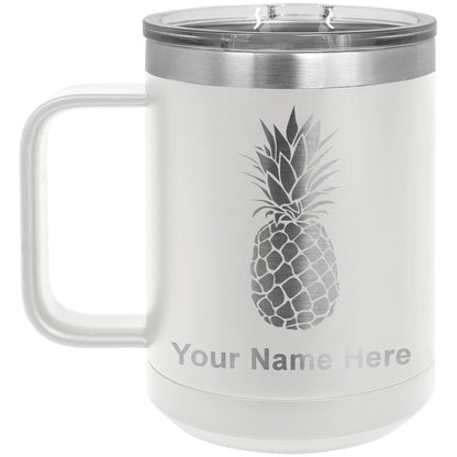 15oz Vacuum Insulated Coffee Mug, Pineapple, Personalized Engraving Included