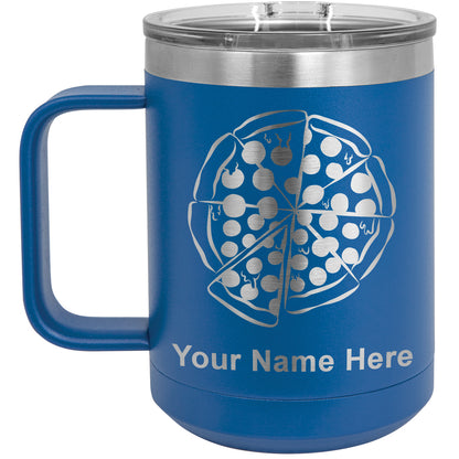 15oz Vacuum Insulated Coffee Mug, Pizza, Personalized Engraving Included
