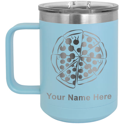 15oz Vacuum Insulated Coffee Mug, Pizza, Personalized Engraving Included