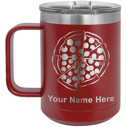 15oz Vacuum Insulated Coffee Mug, Pizza, Personalized Engraving Included