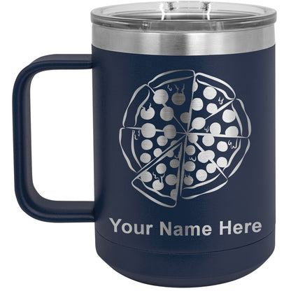 15oz Vacuum Insulated Coffee Mug, Pizza, Personalized Engraving Included