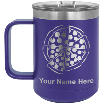 15oz Vacuum Insulated Coffee Mug, Pizza, Personalized Engraving Included