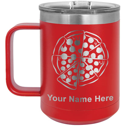 15oz Vacuum Insulated Coffee Mug, Pizza, Personalized Engraving Included